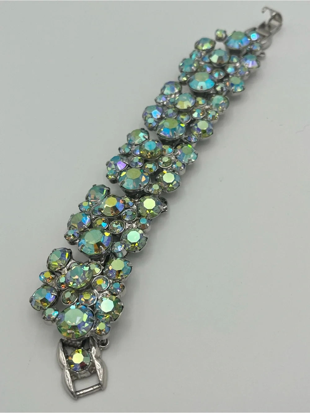 Vintage 1960 Juliana DeLizza Elster Aurora Borealis Rhinestone Bracelet Verified
